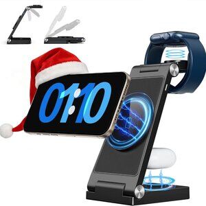 NIB 2025 Traveling Wireless Mag-Safe Fast Charging Station Magnetic 3 in 1 Charg